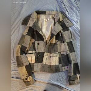 Juniors Plaid Casual Shirt Jacket